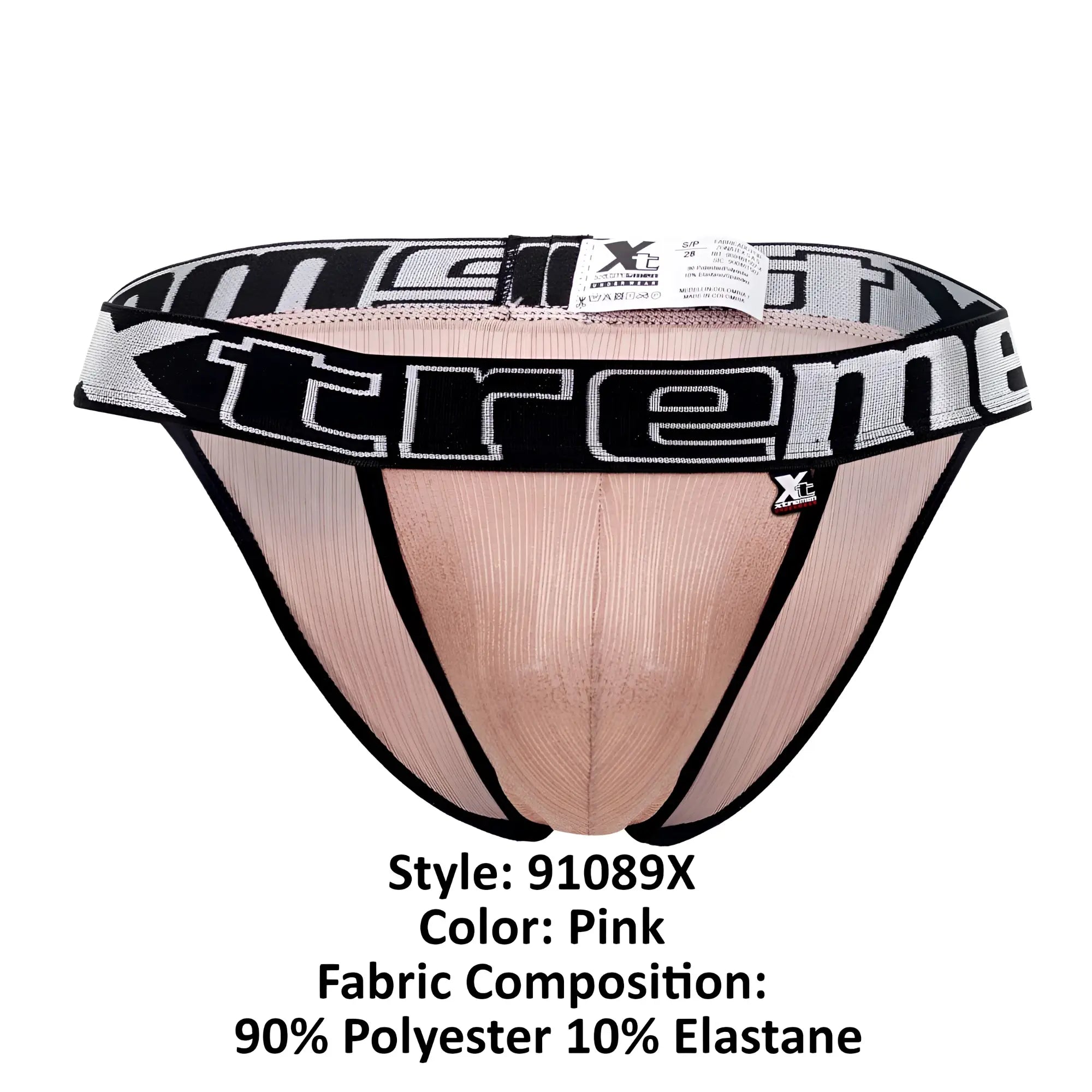 Xtremen 91089X frice microfiber bikini pink with black silver extreme waistband made of 90 polyester 10 elastane
