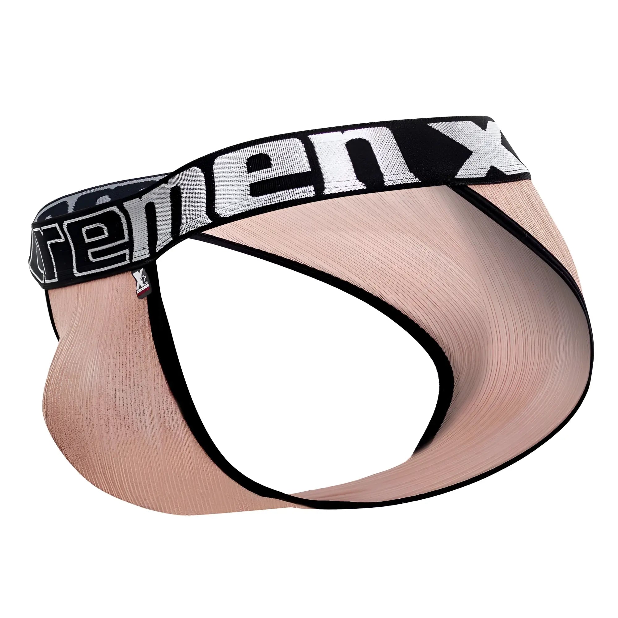 Beige microfiber bikini briefs with black elastic waistband and extreme x logo from Xtremen 91089X Frice Pink collection