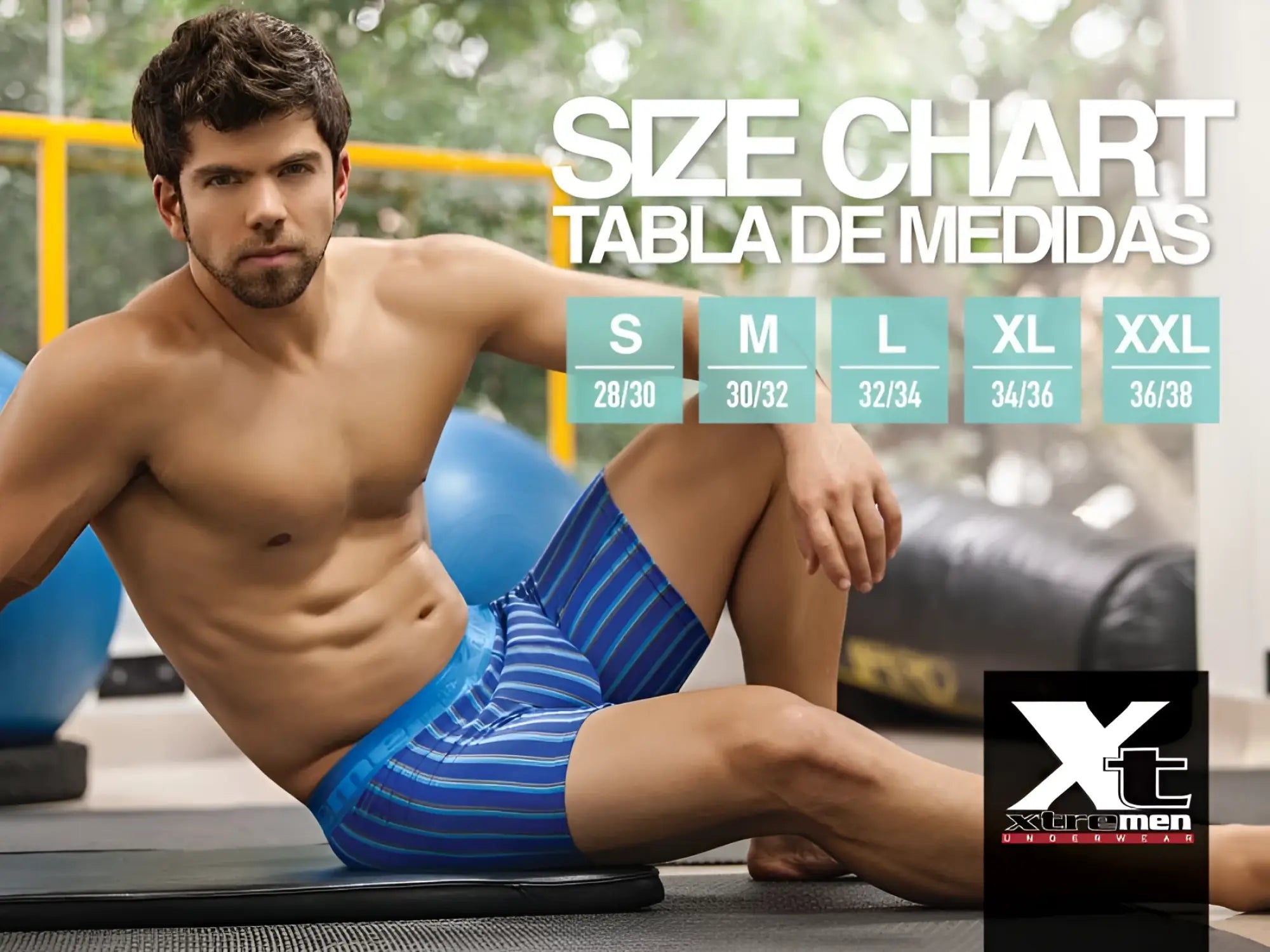 Xtremen 91089x frice microfiber bikini in pink shown with blue striped men’s athletic briefs with solid blue waistband