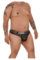 Black microfiber men xtreme 91091x frice textured briefs with white elastic waistband and men xtreme logo