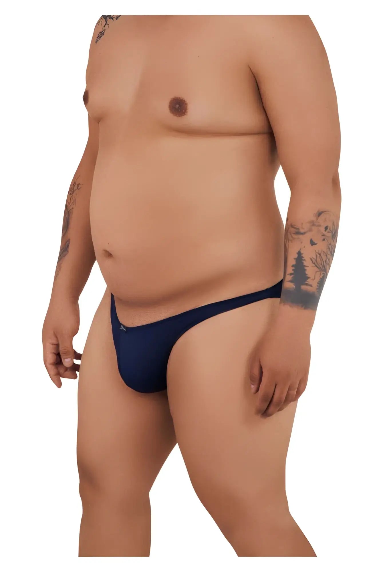 Navy blue microfiber bikini briefs xtremen 91093x in dark blue showing front side design and fit
