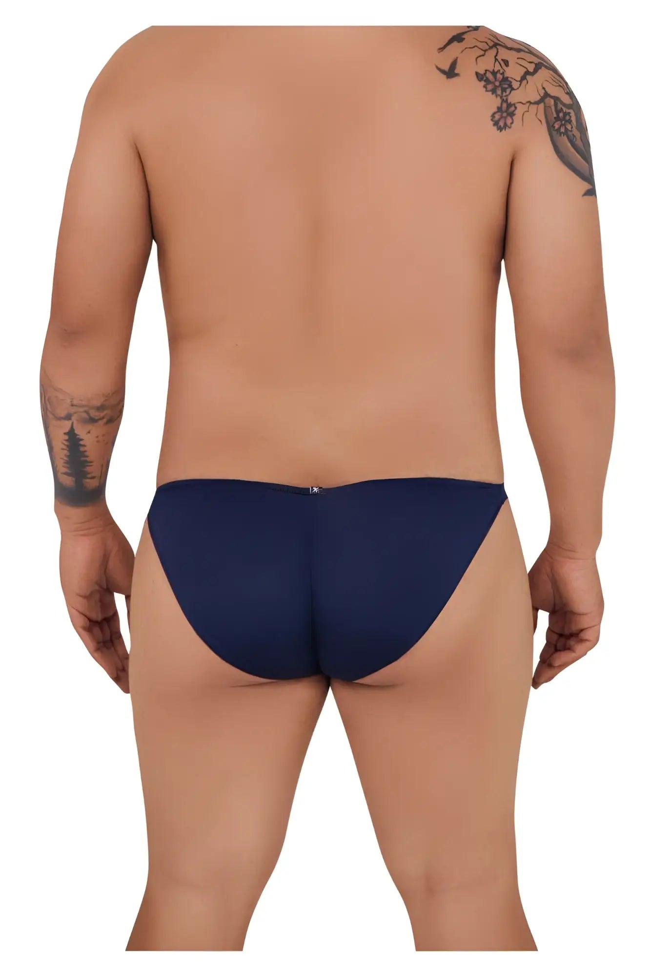Navy blue Xtremen 91093X microfiber bikini briefs with smooth fabric and a small metallic clasp visible on the back side