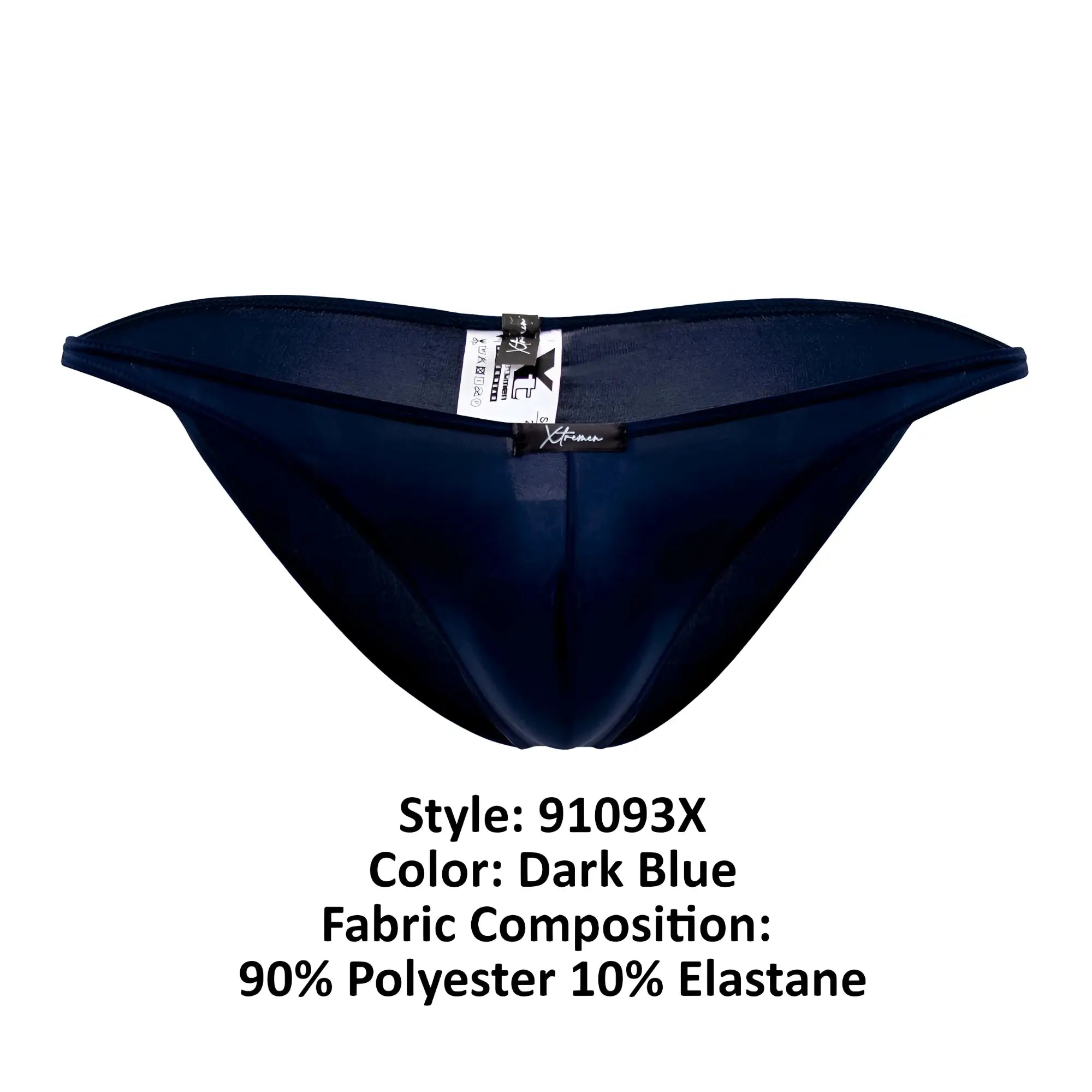 Dark blue form-fitting thong bikini made of 90% polyester and 10% elastane by xtremen 91093x microfiber