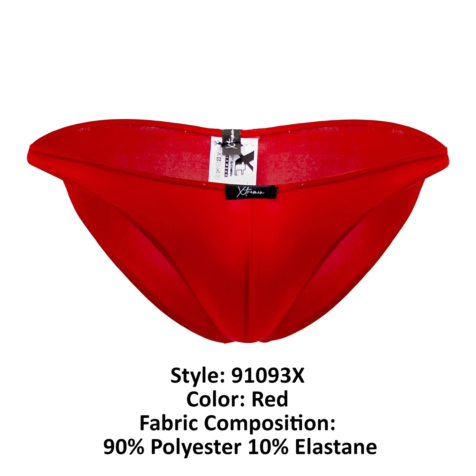Red xtremen 91093x microfiber bikini swim trunks made of 90% polyester and 10% elastane with a form-fitting design