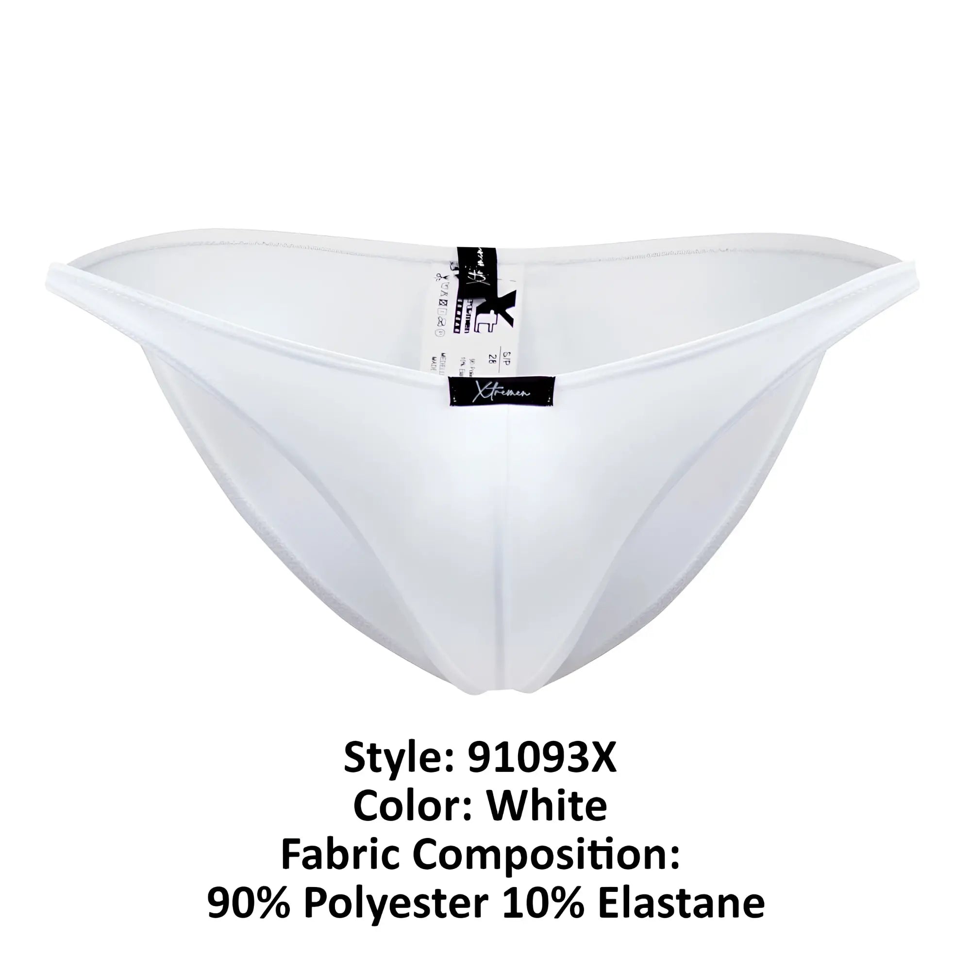 White xtremen 91093x microfiber bikini briefs made of 90 polyester 10 elastane with sleek form fitting design