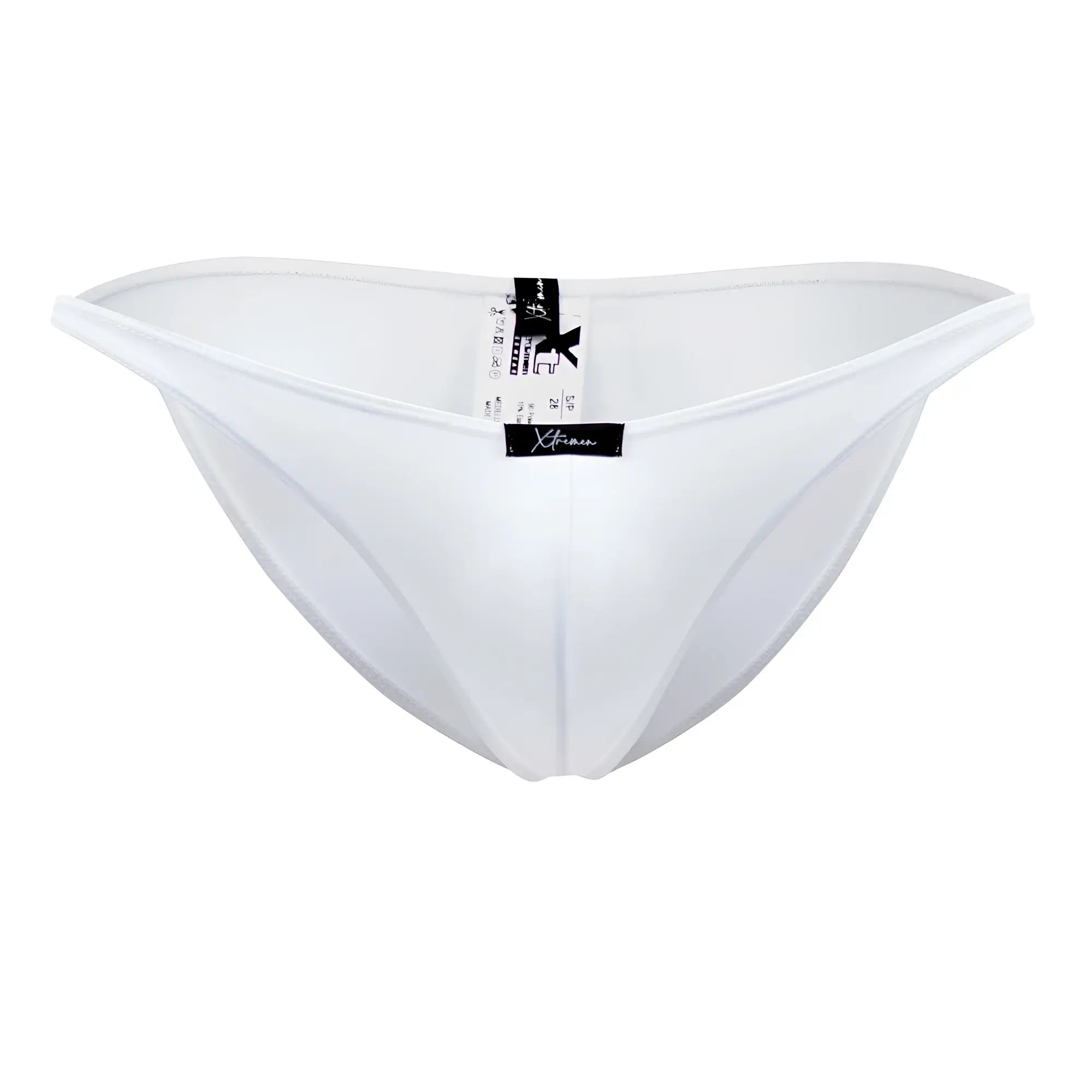 White xtremen 91093x microfiber bikini briefs with a sleek minimalist design and subtle seam detailing