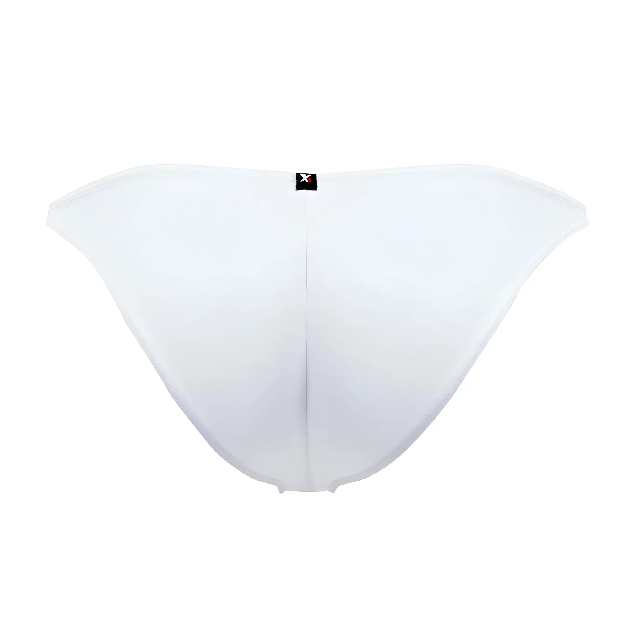 White xtremen 91093x microfiber bikini briefs back side with minimalist design and small black logo center back