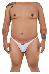 White xtremen 91093x microfiber bikini thong with a small black logo on the front
