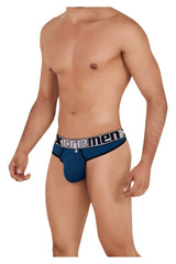 Blue xtremen 91094 microfiber thongs in petrol color with black and white waistband front view