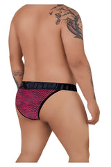 Red and black microfiber mesh briefs with bold xtreme logo band from the Xtremen 91098X bikini collection