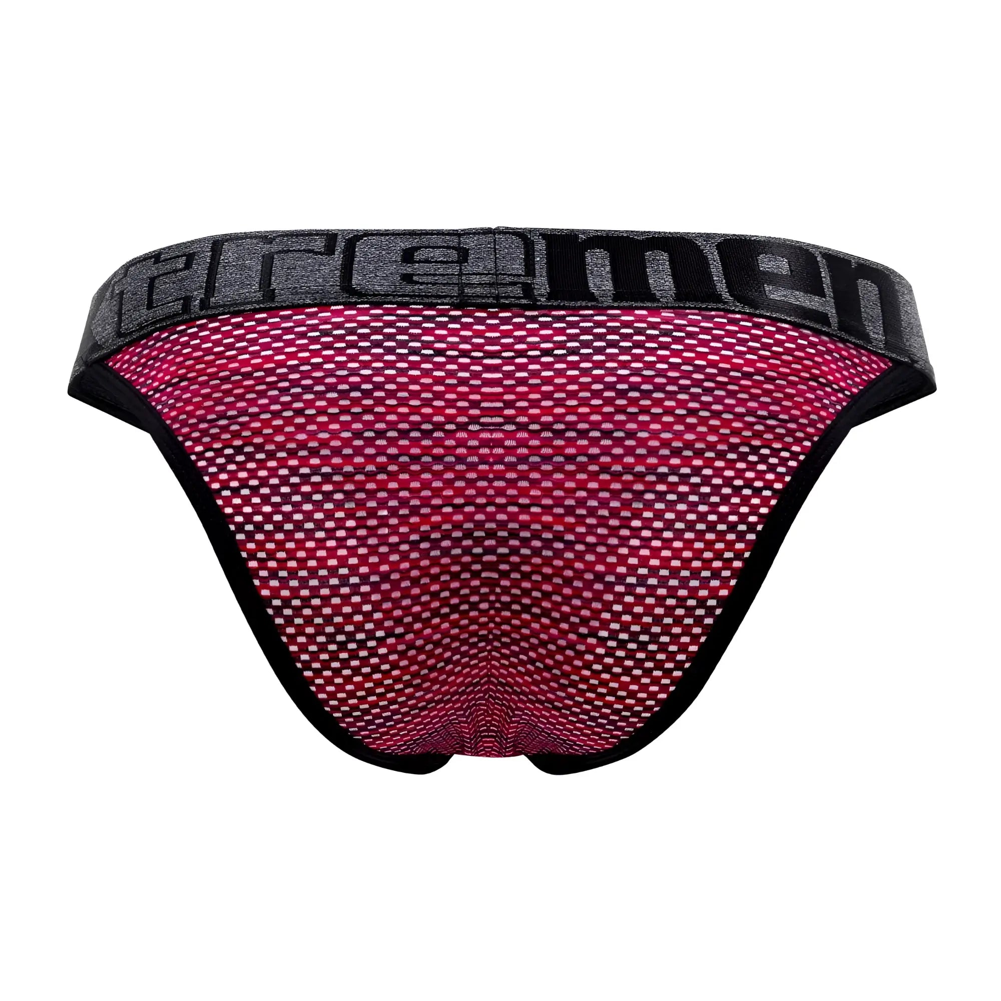 Pink and black mesh men’s briefs with textured pattern and cremen waistband in xtremen 91098x microfiber mesh bikini red
