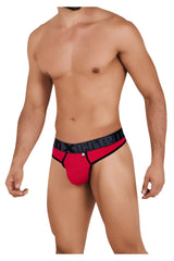 Red and black xtremen 91101 microfiber men’s briefs with bold x-treme logo waistband visible from the back