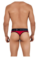 Red and black xtremen 91101 microfiber thongs with bold xtreme logo on waistband showing front side