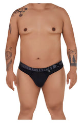Black men’s briefs with gray patterned waistband featuring menx logo size xl microfiber xtremen 91101x thong