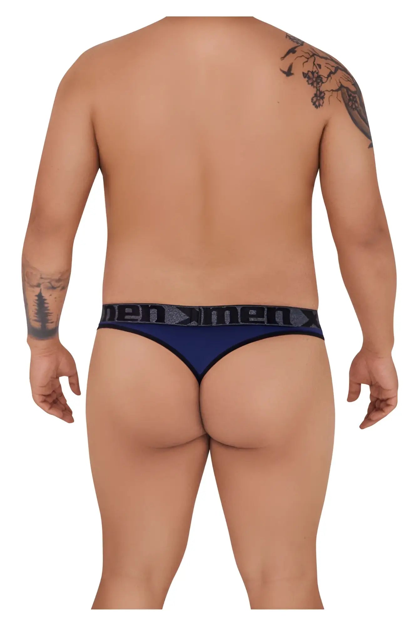 Navy blue xtremen 91101x microfiber men’s briefs with black elastic waistband branded men in white lettering
