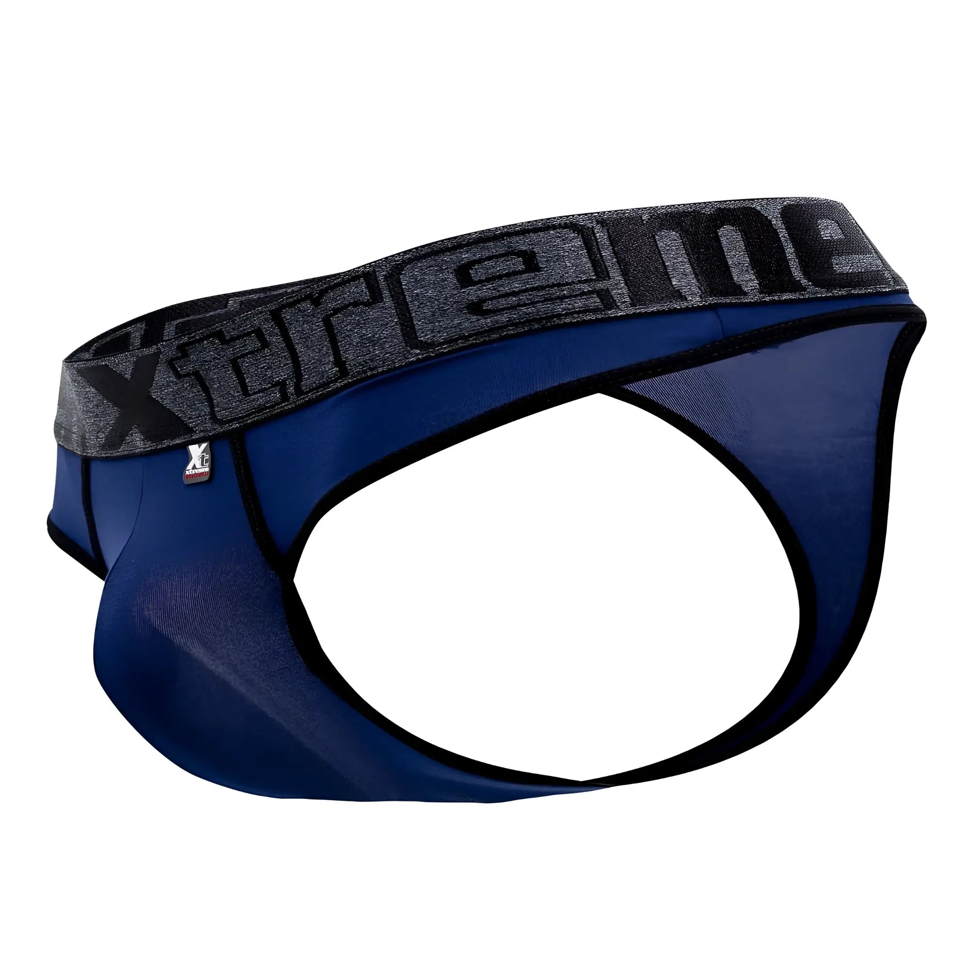 Navy blue xtremen 91101x microfiber briefs with textured gray waistband featuring xtreme logo in black