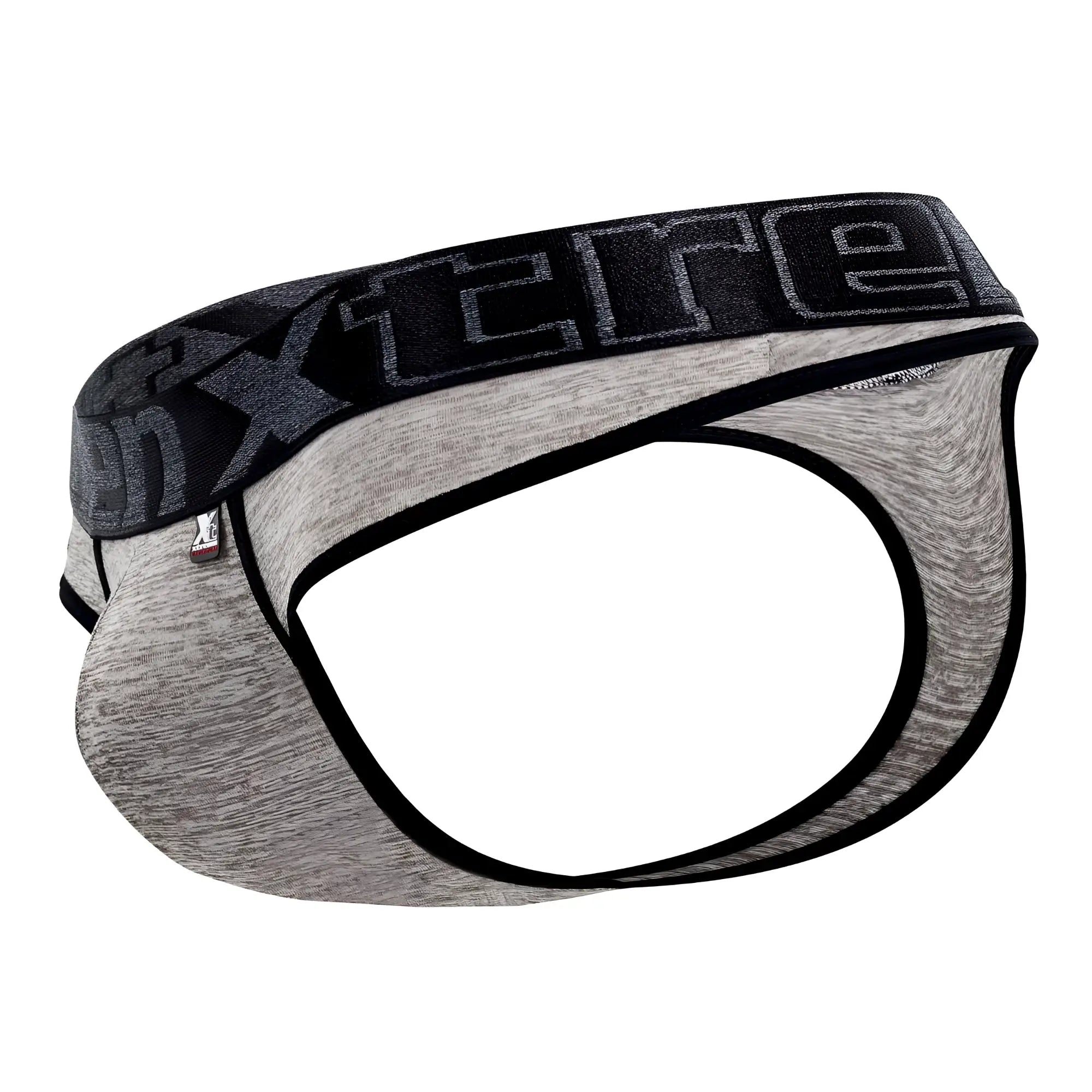 Gray heathered xtremen 91101x microfiber men’s briefs with black elastic waistband and gray xtreme logo