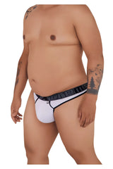 White xtremen 91101x microfiber thongs briefs with black vere waistband and small side logo