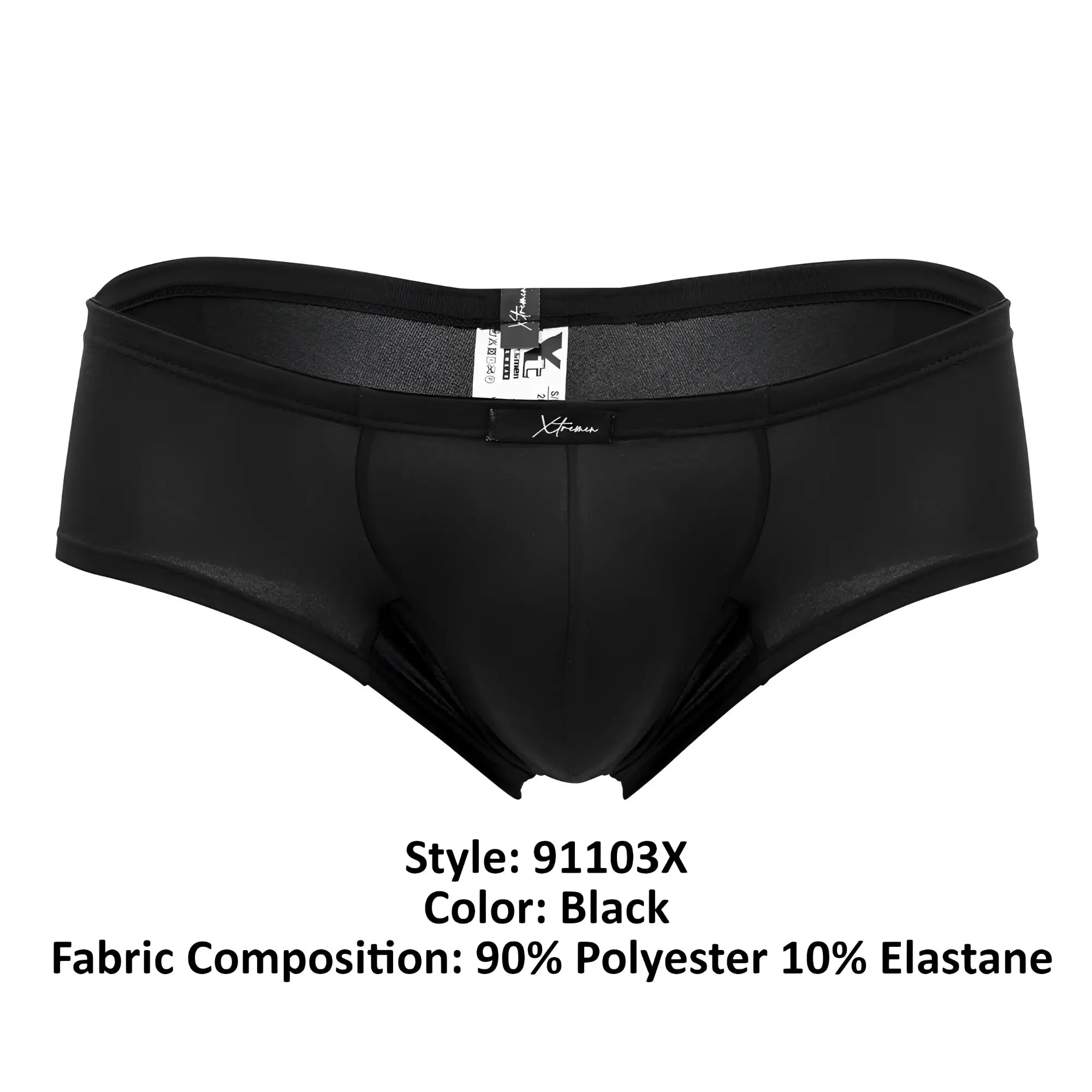 Black xtremen 91103x microfiber trunks with a smooth form-fitting design made of 90% polyester and 10% elastane