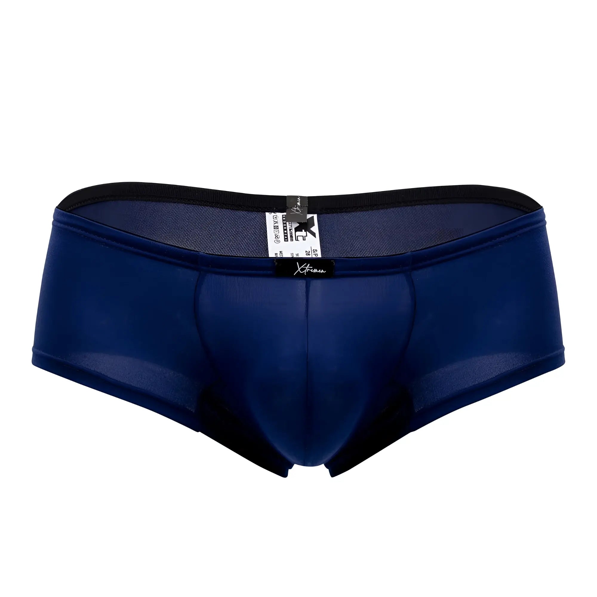 Navy blue xtremen 91103x microfiber mesh briefs with black elastic waistband and trim for comfortable wear