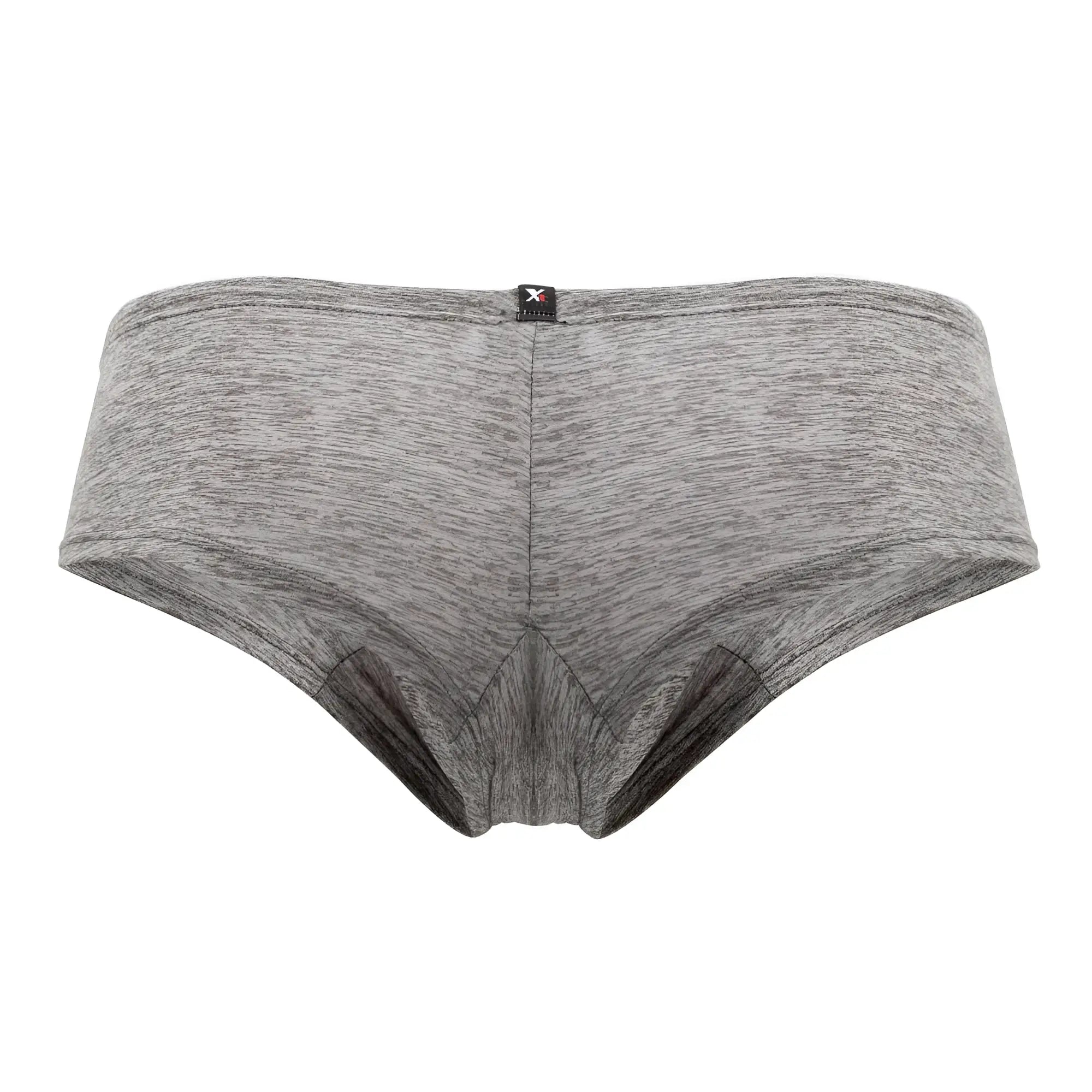 Gray heathered xtremen 91103x microfiber trunks with subtle texture and black brand tag at the waistband