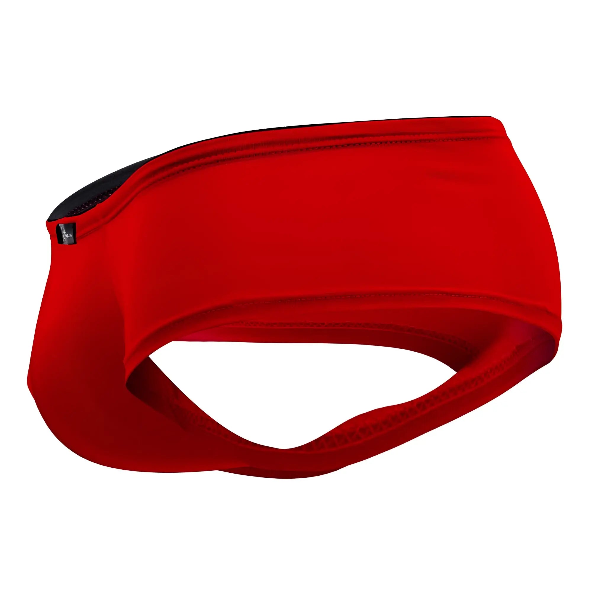 Red xtremen 91103x microfiber trunks with elastic headband featuring black mesh lining and small brand tag