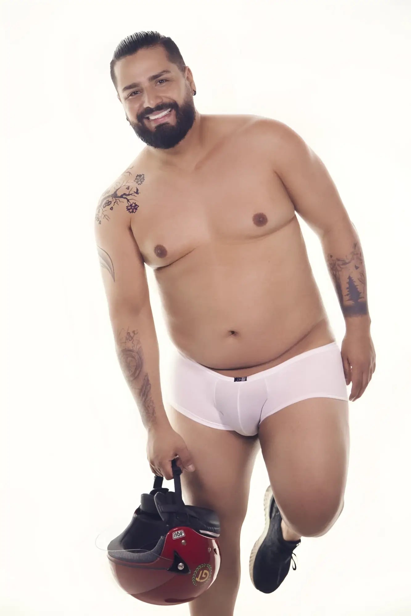 White xtremen 91103x microfiber trunks with a small black logo on the waistband in a briefs style