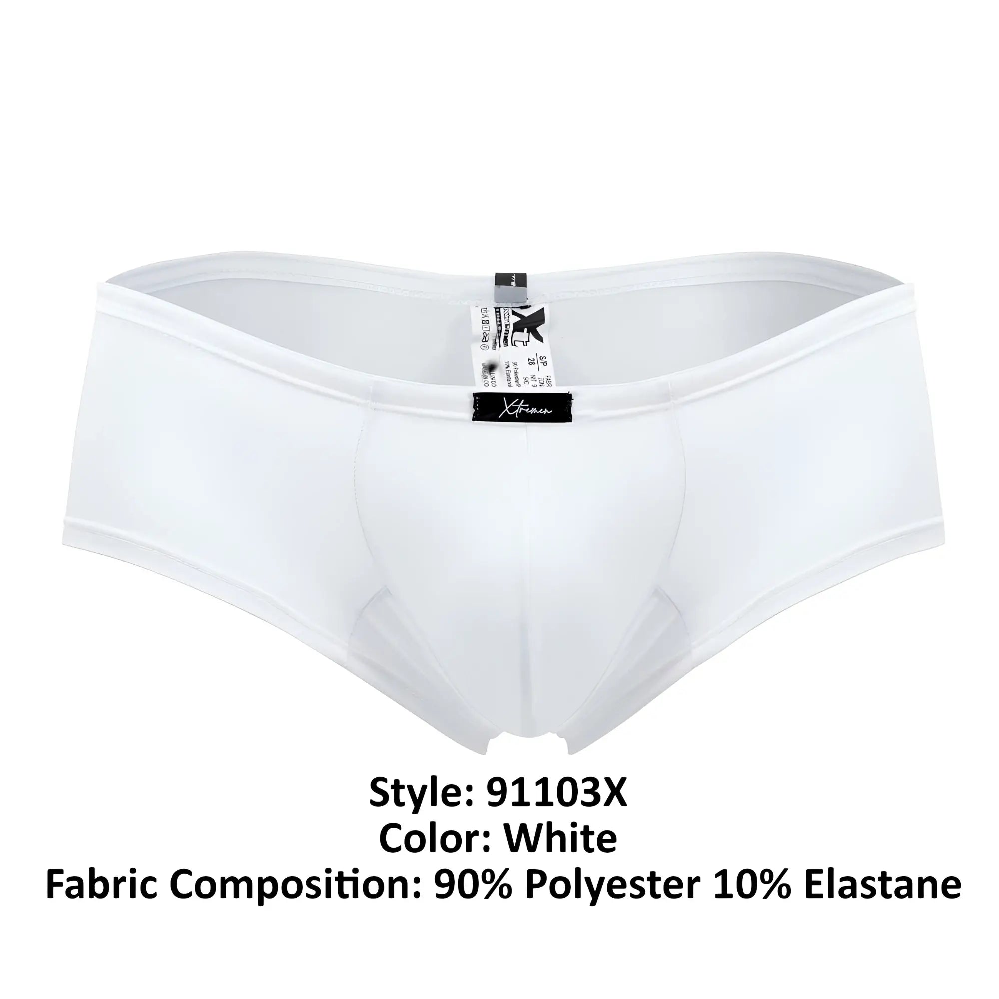 White xtremen 91103x microfiber trunks made of 90 polyester and 10 elastane with branded waistband tag