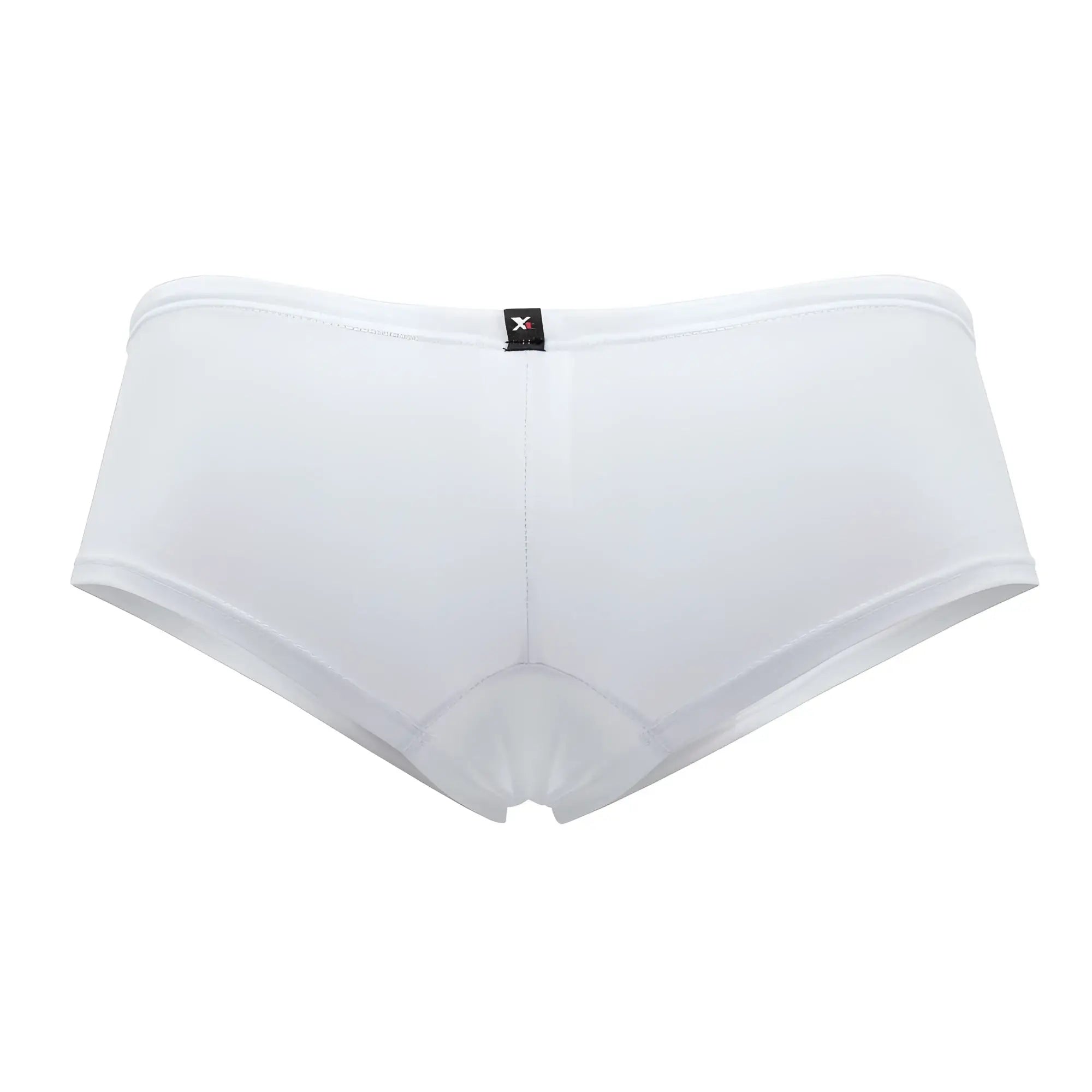 Xtremen 91103x microfiber white seamless briefs with subtle sheen and small black brand tag at waistband