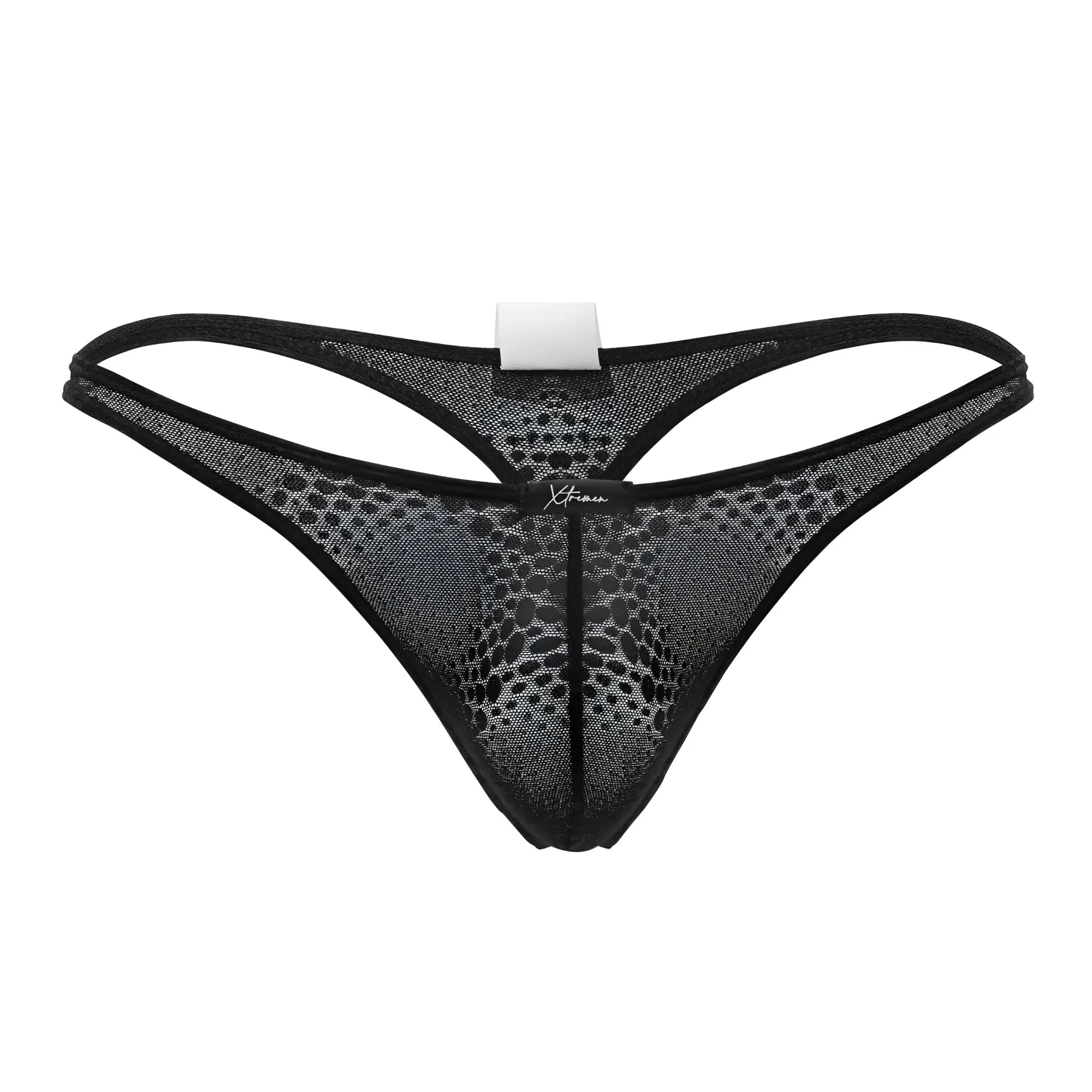 Black mesh thong xtremen 91120 with subtle pattern and reinforced edges for a comfortable fit