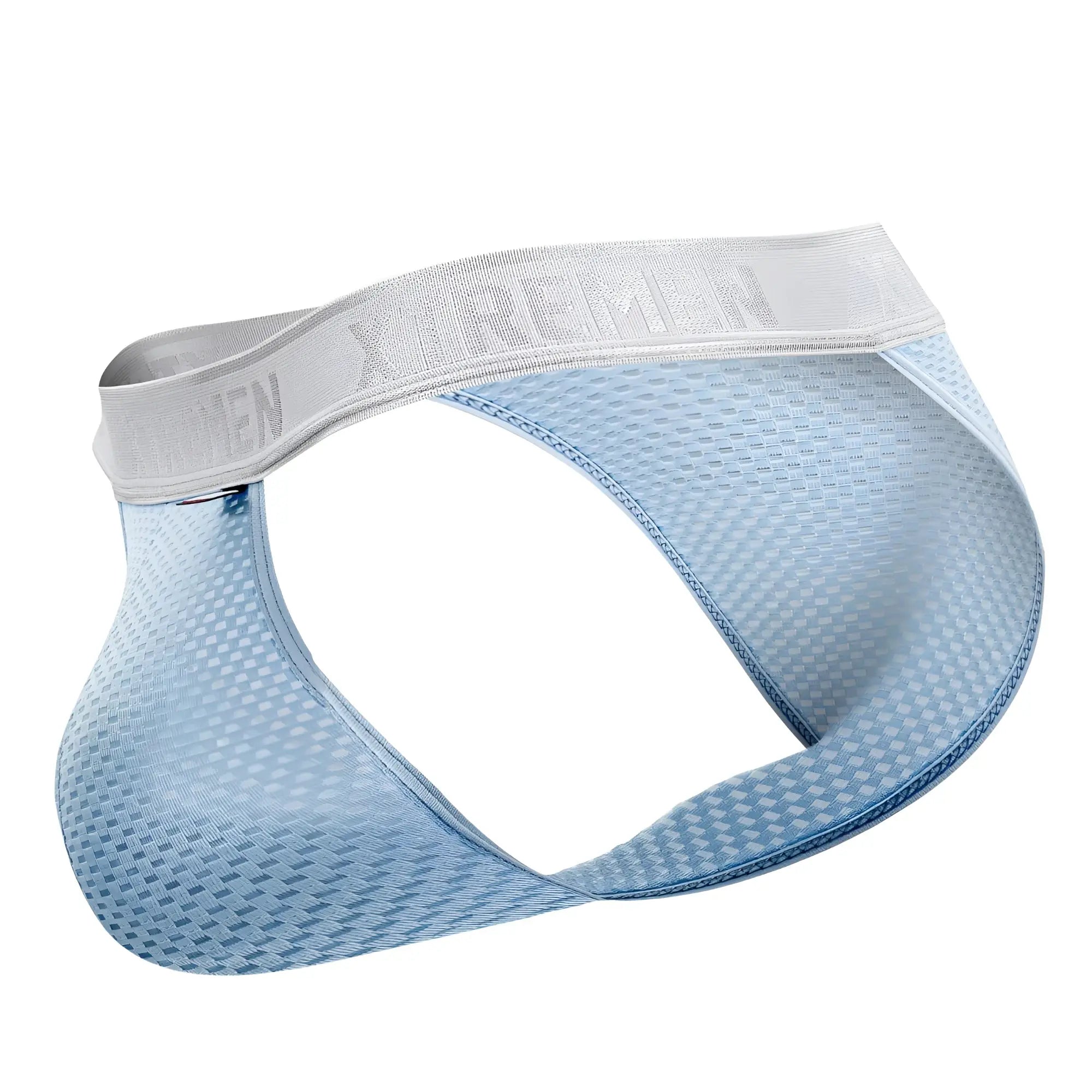 Light blue mesh mens briefs with gray elastic waistband featuring Xtremen brand name from 91156 Capriati Bikini line