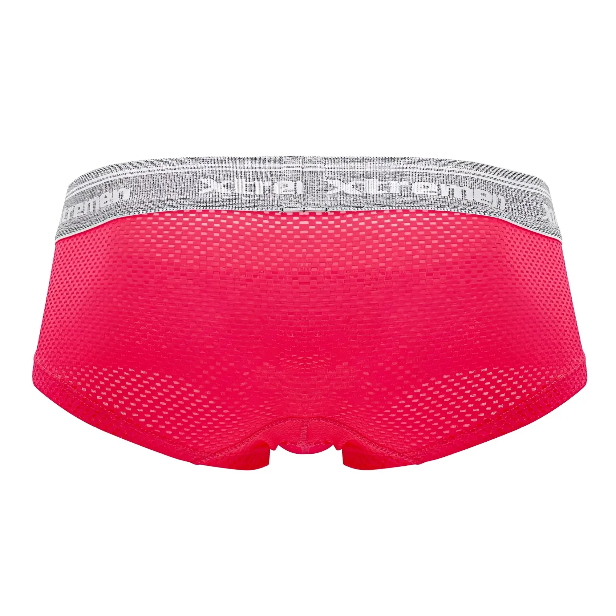 Xtremen 91158 Capriati bright pink mesh briefs with gray elastic waistband featuring xtreme branding in white