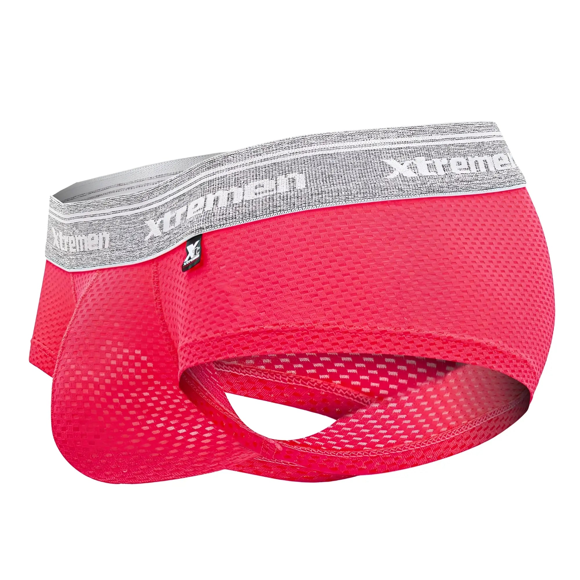 Bright pink mesh xtremen 91158 capriati trunks with gray elastic waistband and xtremen branding