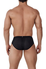 Xtremen 91169 mesh briefs in black feature a sleek, form-fitting design with breathable perforated fabric