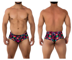 Xtremen 91170 printed trunks in vibrant neon pink green and blue with a bold glowing pattern for swimwear use