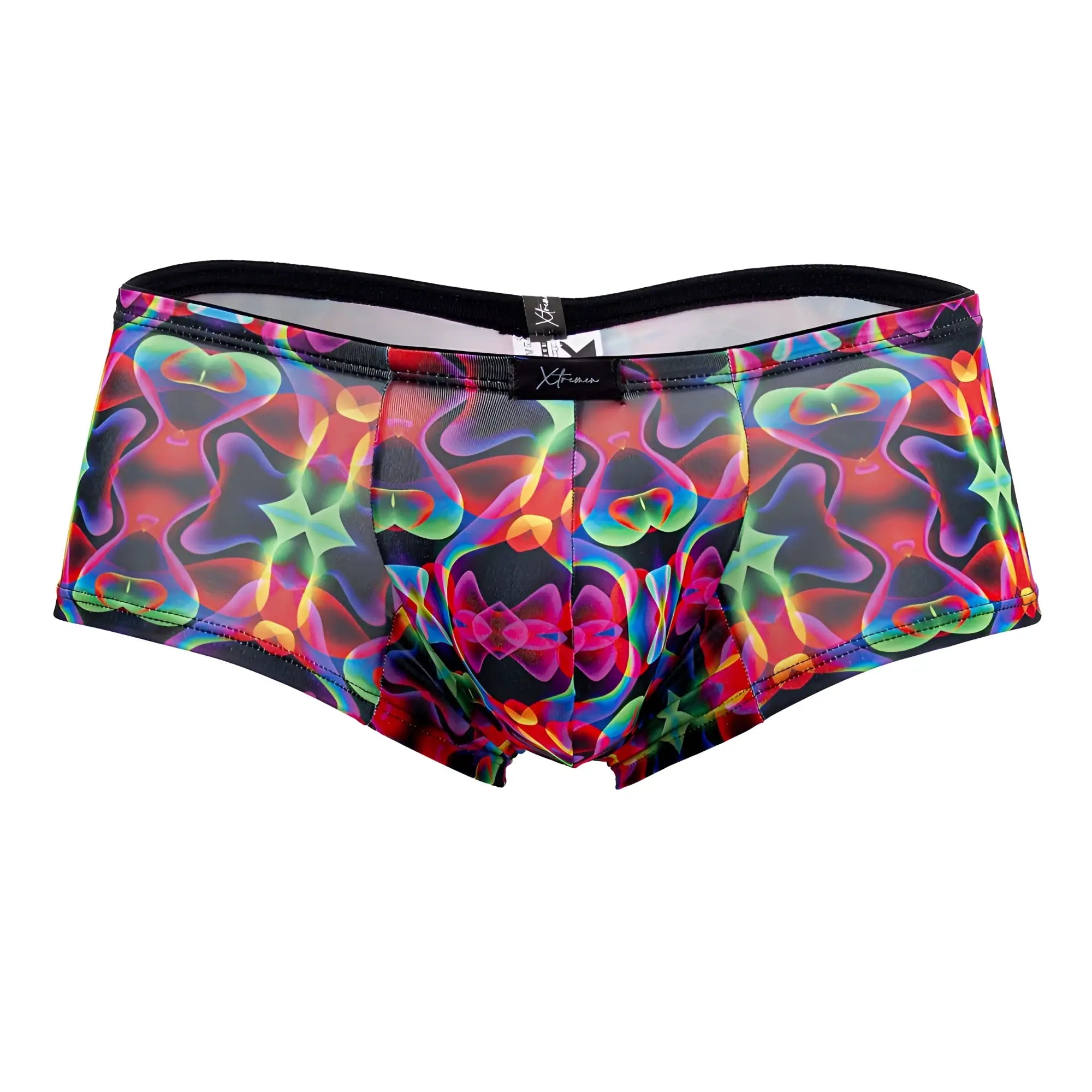 Xtreme 91170 printed trunks vibrant psychedelic neon colors with black waistband and xtreme brand label