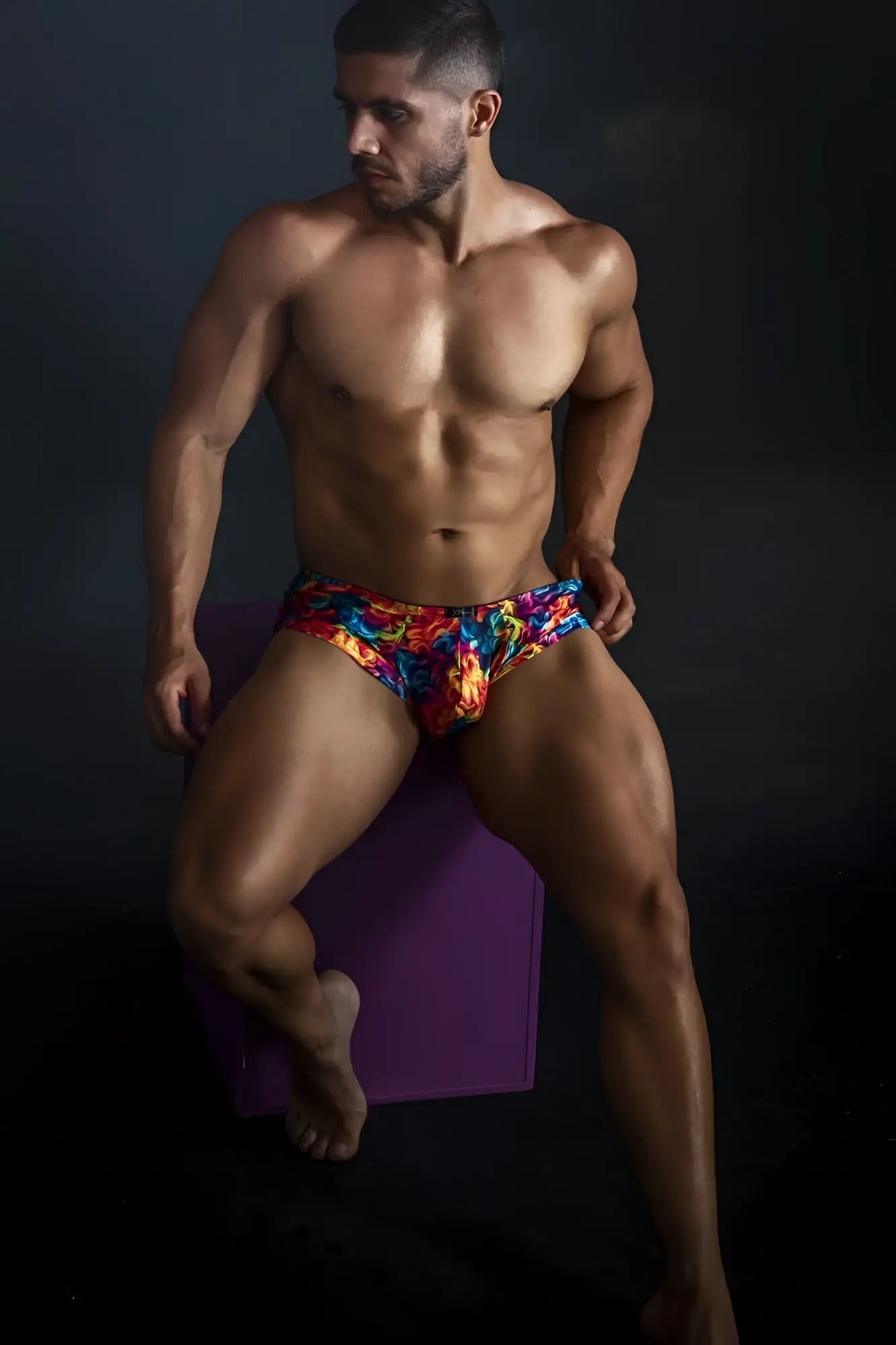 Xtremen 91170 printed trunks with vibrant flame pattern in bold reds blues and yellows for swimwear use
