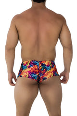 Xtremen 91170 printed trunks with vibrant multicolored flame pattern for bold and eye-catching swimwear