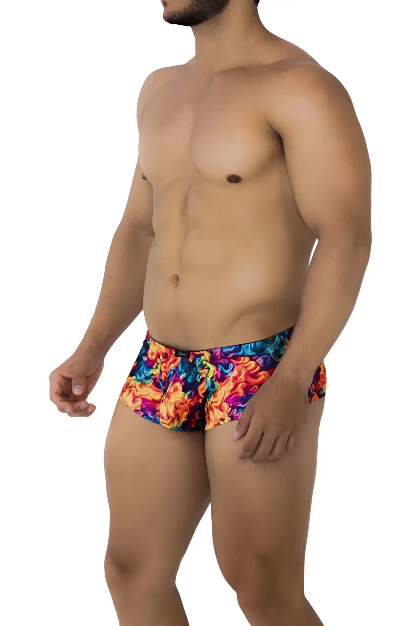 Xtremen 91170 printed trunks with vibrant multicolored swirling rainbow pattern perfect for swimwear and beach use
