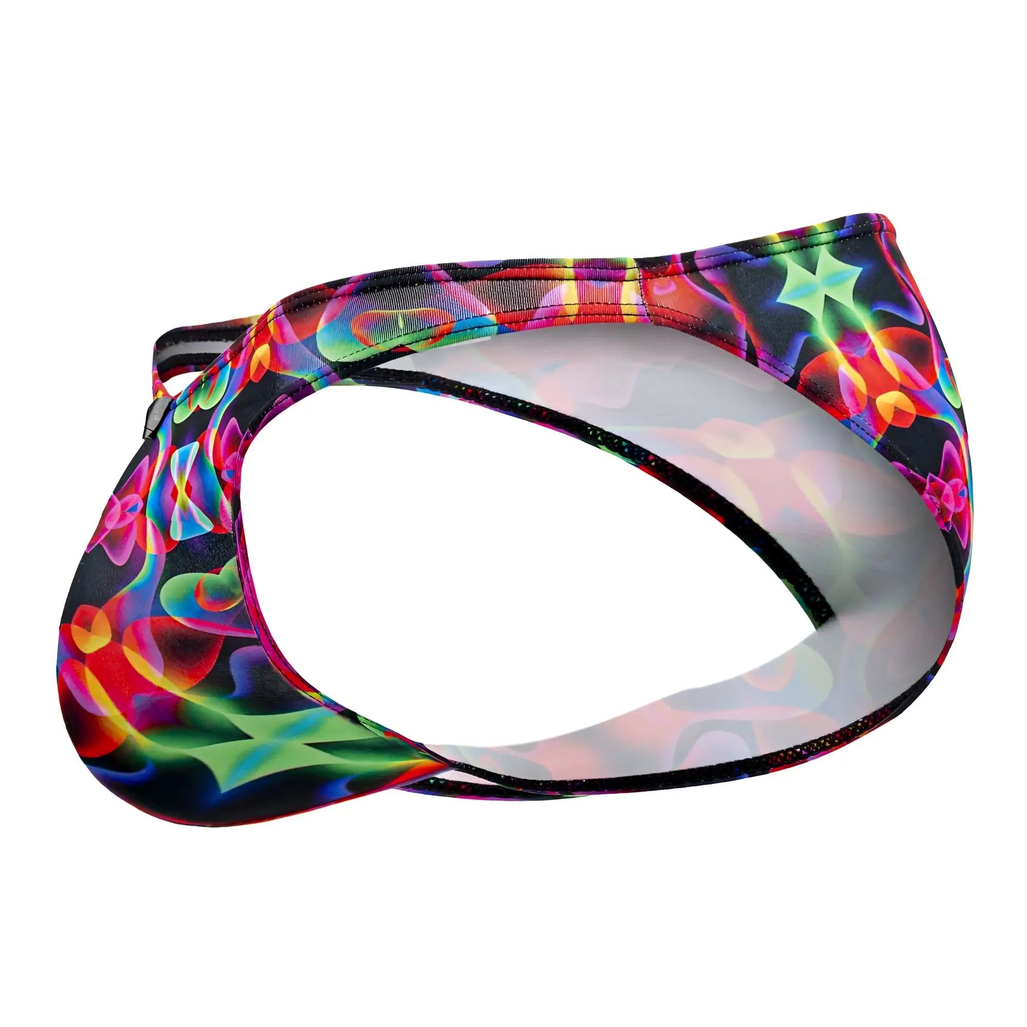 Xtremen 91172 printed bikini vibrant neon-colored swimwear with black base and glowing abstract floral patterns