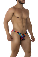 Xtremen 91172 printed bikini color fire vibrant multicolored floral-patterned men’s briefs with a snug fit and bold design