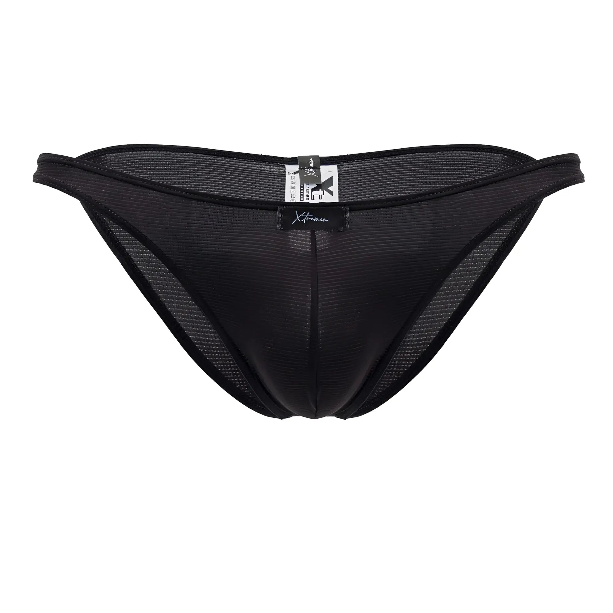 Black xtremen 91177 microfiber bikini briefs with sleek form fitting design and subtle branding tags
