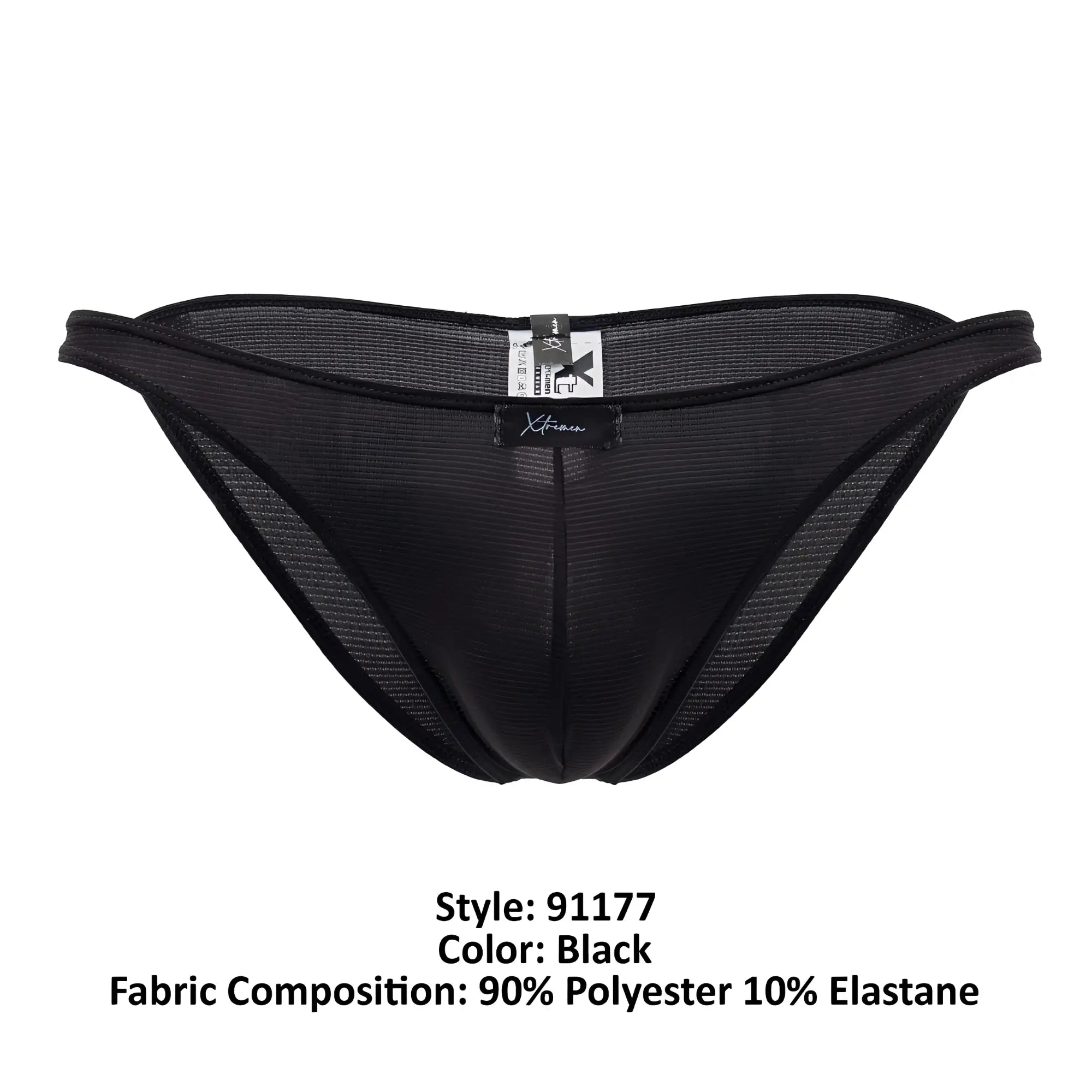Black mesh briefs xtremen 91177 microfiber bikini with sleek form-fitting design and subtle waistband brand tag