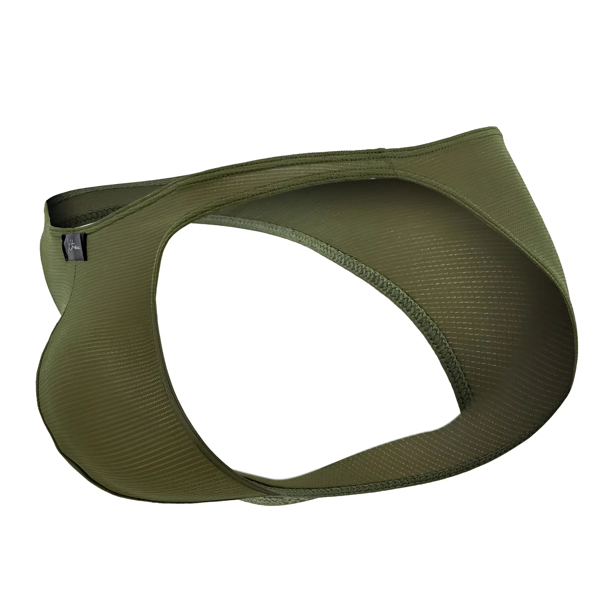 Olive green xtremen 91177 microfiber bikini briefs with textured stretchy fabric and reinforced seams