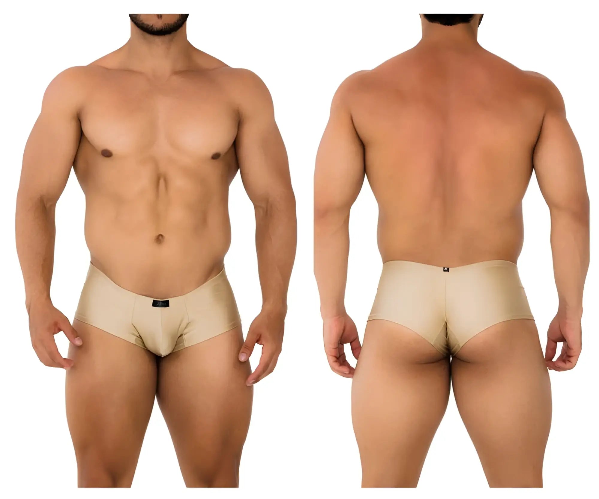 Beige Xtremen 91180 microfiber trunks with smooth stretchy fabric and small black brand tag at waistband