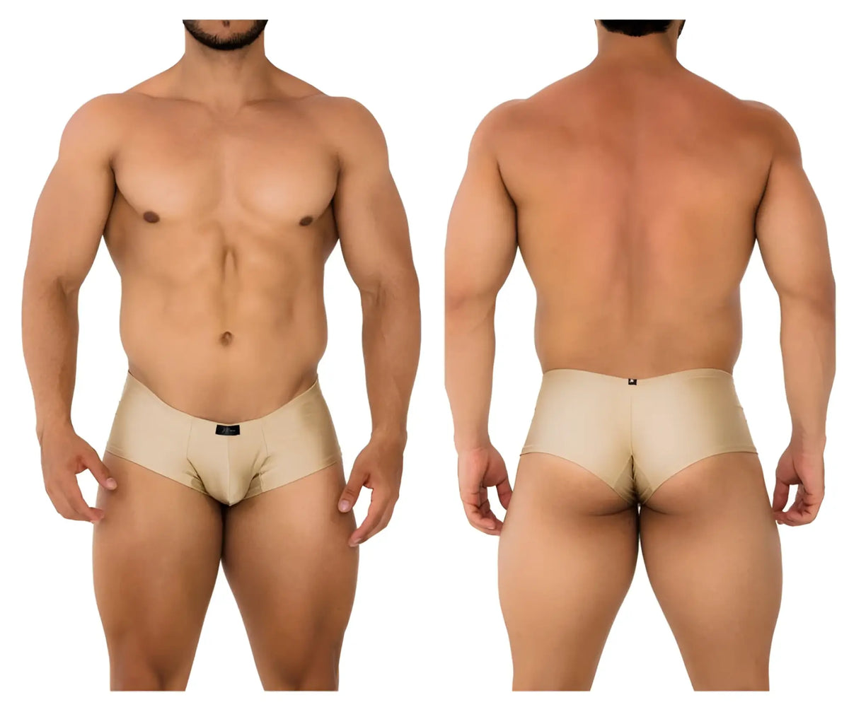 Beige Xtremen 91180 microfiber trunks with smooth stretchy fabric and small black brand tag at waistband