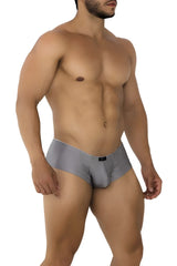 Gray xtremen 91180 microfiber trunks with form-fitting stretchy fabric and subtle black logo on waistband in silver color