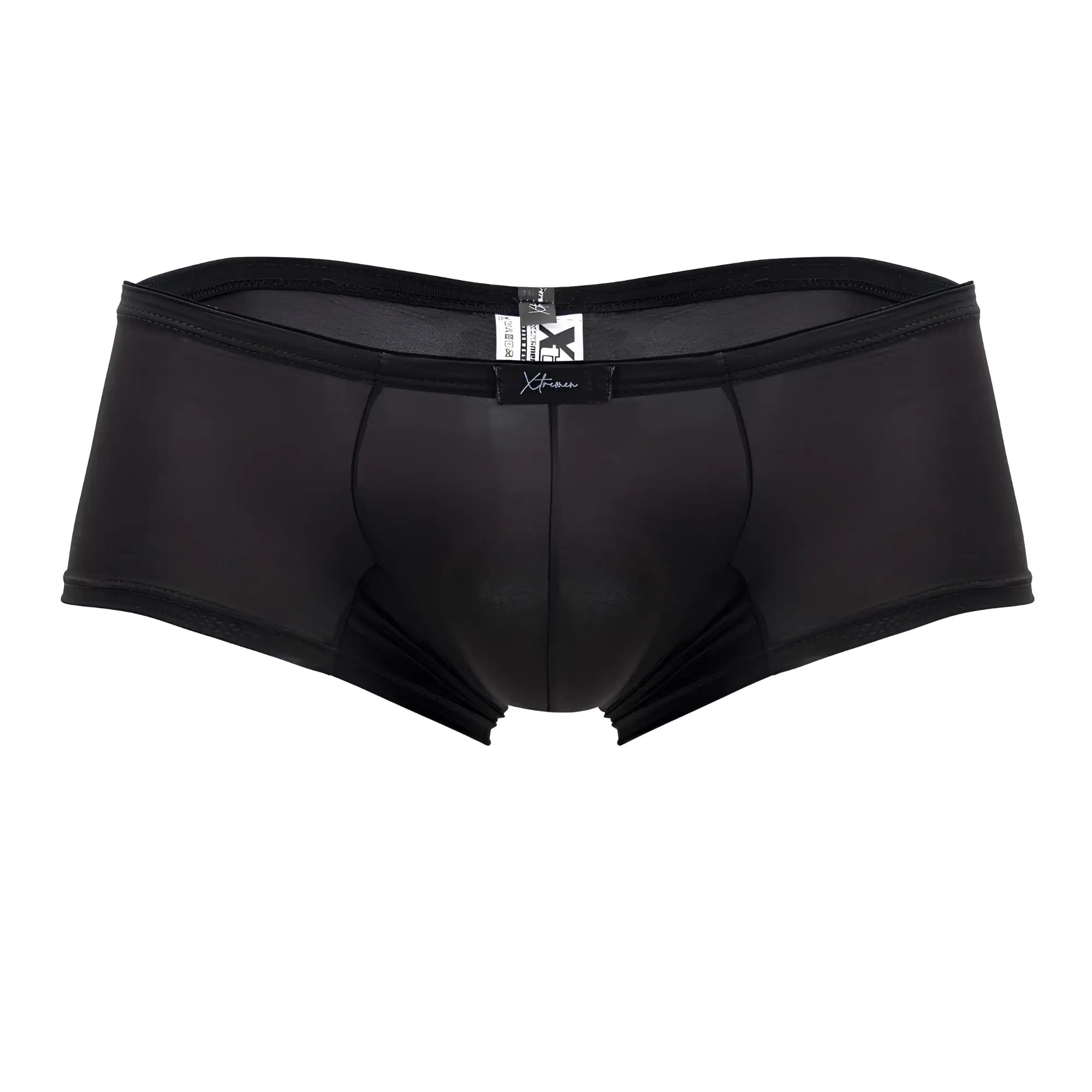 Xtremen 91181 microfiber trunks in black featuring smooth stretchy fabric and a subtle mesh panel at the waistband
