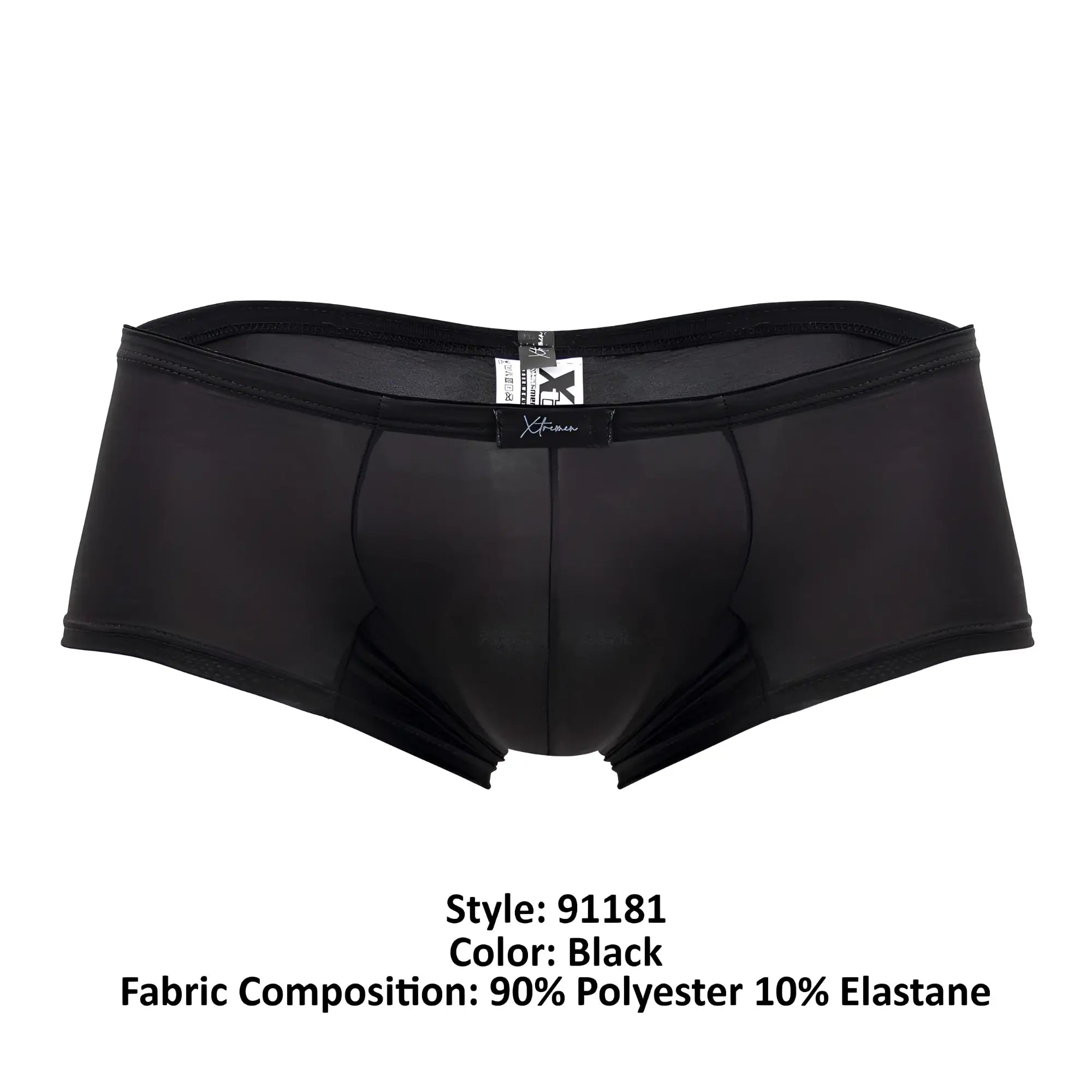 Black x-fit men’s briefs xtremen 91181 microfiber trunks made of 90% polyester and 10% elastane in black color