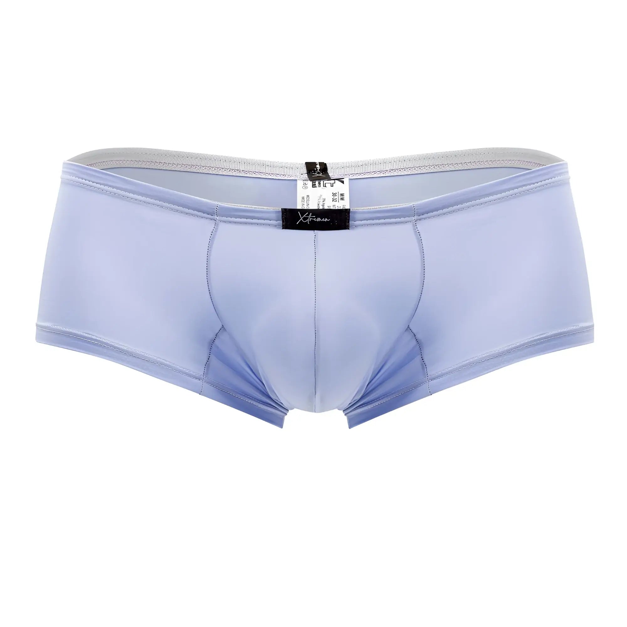 Xtremen 91181 microfiber trunks in lilac featuring smooth light blue microfiber fabric and a gray waistband